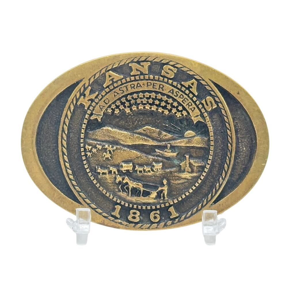 Registered Collection Kansas State Seal 1861 State Souvenir Belt Buckle
